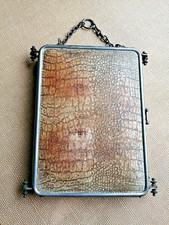 Ancien miroir triptyque de barbier chaîne fermoir