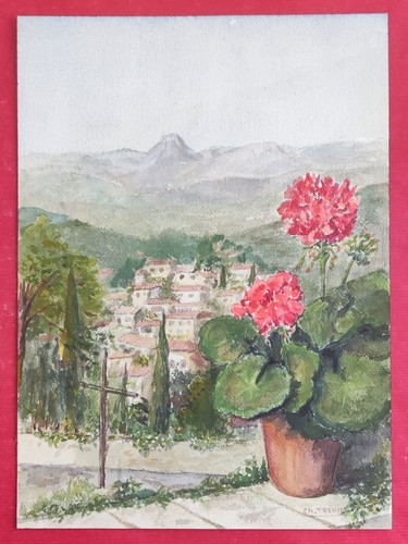 Aquarelle sur papier village - sur,