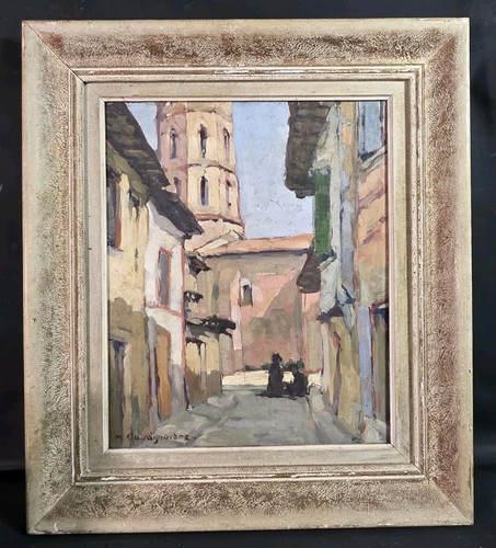 Tableau huile ville - , animée