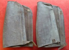 Paire de guêtres 1 en cuir d'un Capitaine du service automobile d'époque WW1.