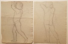 Michel DUMAS Deux études enfants 19e Elève d'Ingres