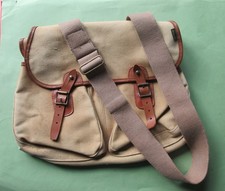 BARBOUR / LIDDESDALE - VINTAGE SAC BANDOULIERE TOILE CUIR - PÊCHE / CHASSE - BE