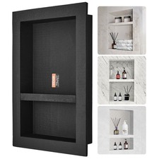 VEVOR Niche Douche Encastrer Mur 40,64x60,96x10 cm 2 Étagères pour Salle de Bain