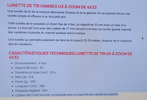 Lunette tir umarex zoom - tir,