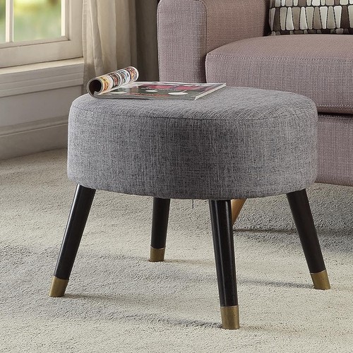 Pouf tabouret tissu gris - pouf,