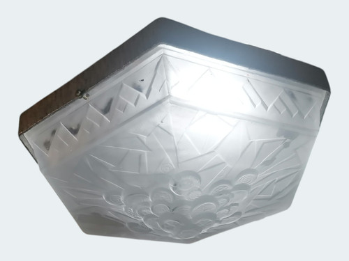 Plafonnier verre moulé - plafonnier, en
