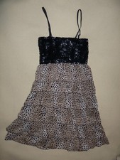 Débardeur haut bretelles noir et léopard paillettes volants fête soirée T2 S BE