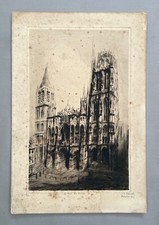 La Cathédrale Notre Dame de Rouen, Gravure Ancienne, Signée, Numérotée, XXe