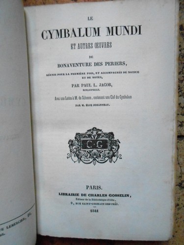 Cymbalum mundi bonaventure - le,