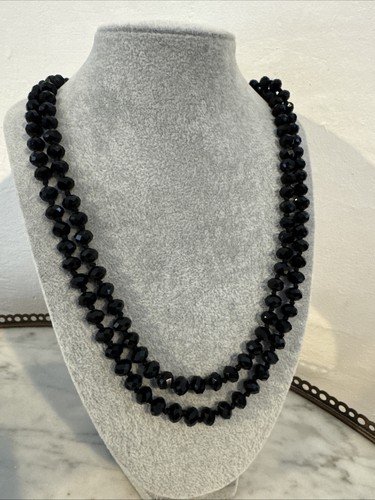 Collier vintage perles noir - collier,