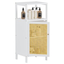 Meuble de Salle de Bain, Armoire de Rangement en Rotin, Placard de Sol en Bam...