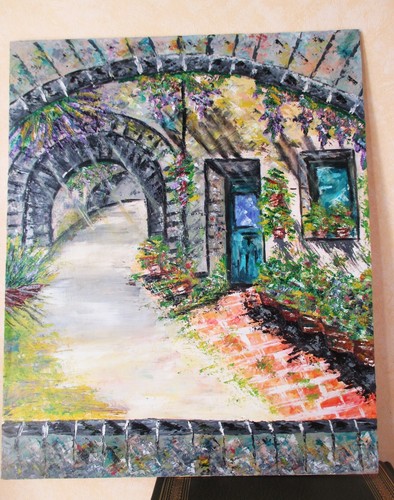 Tableau paysage huile porche - paysage, huile,