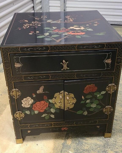 Vtg chinoiserie asian black - vtg,