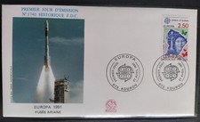 ENVELOPPE PREMIER JOUR FDC 1991 N° 2696 EUROPA ESPACE FUSÉE ARIANE OBLIT KOUROU 