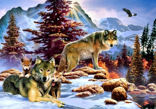 Puzzle loups famille - puzzle, 1000
