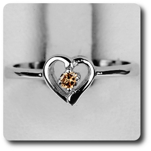 Bague diamant champagne argent - champagne,