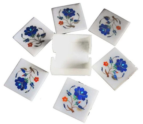 Marble coaster set floral - coaster,
