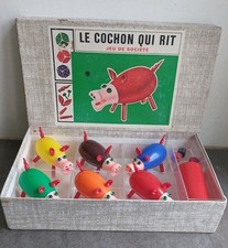 JEU DE SOCIETE " LE COCHON QUI RIT " 6 COCHONS 6 JOUEURS COMPLET VINTAGE