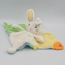 Doudou plat lapin blanc jaune