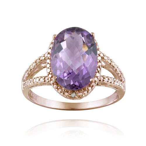 Bague ovale améthyste - bague,