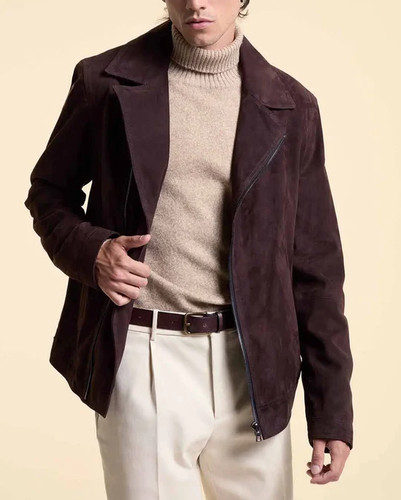 Blouson cuir marron homme pur