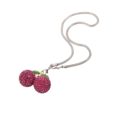 Pendentif cerise miroir strass - cerise,