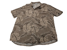 Chemise hawaïenne soie Firefly marron clair manches courtes taille XXL #601 hawa