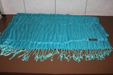 Echarpe  à franges  bleu