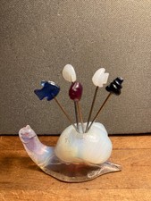 escargot porte piques  en verre opalescent ( Sabino) Vintage- Bigorneaux