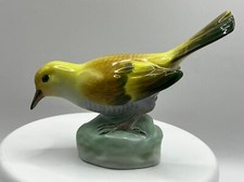 Figurine en porcelaine Herend oiseau naturel - Paruline jaune peinte à la main