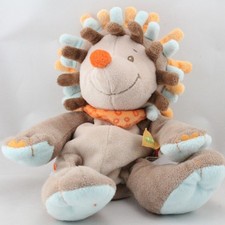 Doudou hérisson marron bleu