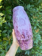 Grand Vase Verre Rose Signé