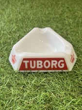 Cendrier Publicitaire TUBORG Opaline Made In France Rouge & Blanc