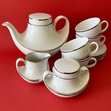 Service à café vintage Seltmann Weiden Bavaria Marina porcelaine blanc + argenté