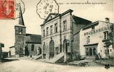 Carte MARTIGNY LES BAINS Eglise et mairie L'enseigne de la Boulangerie