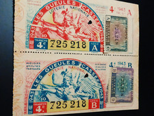 série:A+B".LES GUEULES CASSEES 1943."n°725,218."Loterie Nationale."4èmTr 1943.