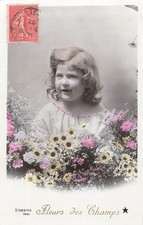 CP EMAILLOGRAPHIE FLEURS DES CHAMPS PETITE FILLE DANS FLEURS STEBBING - 24219