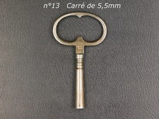 Ancienne Clé de Pendule Clef d'Horloge, oeil de boeuf, n°13 Carré de 5.5mm