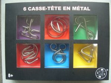 LOT BOITE DE 6 CASSE-TETE EN MÉTAL JEU JOUET ENFANT ADULTE