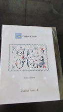 Grille point de croix compté " Fleur de Lettre K " Couleur d'Etoile, brodeuse 