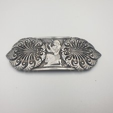 BELLE ANCIENNE BOUCLE DE CEINTURE DECOR EGYPTIEN ART DECO METAL ARGENTE ALPACCA