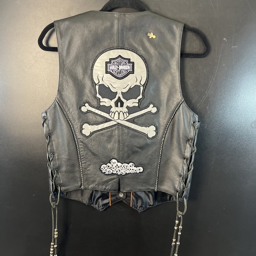 Leather biker vest harley - leather,