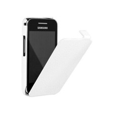 ETUI FOLIO A RABAT SAMSUNG GALAXY ACE BLANC ECO-CUIR (PU)