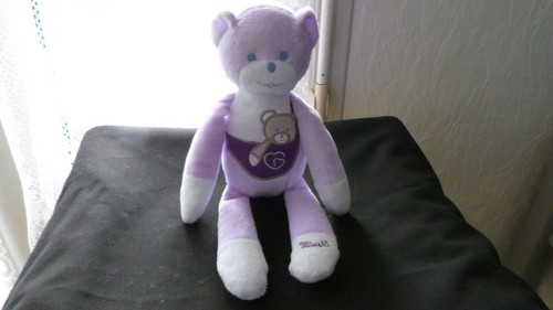 Doudou ourson mauve et - doudou, blanc