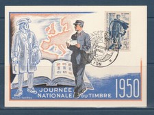 carte  1er jour  journée du timbre   69  Lyon    1950