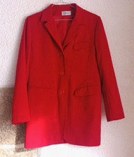Longue veste cintrée vintage femme rouge T 40 laine polyester Références