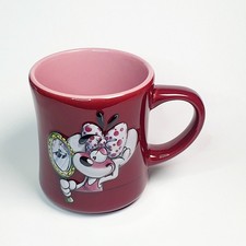 Ancien Mug Tasse Diddl Diddlina Bordeau Relief 3D ExE Rare Feuille Bloc Boîte