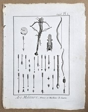 MILITARIA - Gravure XVIIIeme : Armes - Arbalète