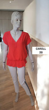 Caroll Taille 38 haut top blouse manches courtes orange rouge femme