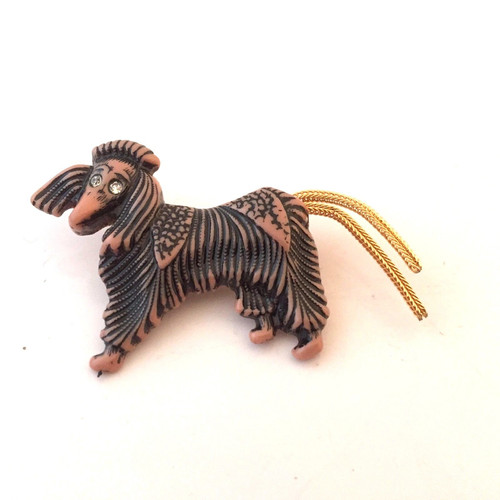 Vintage broche chien caniche - chien,